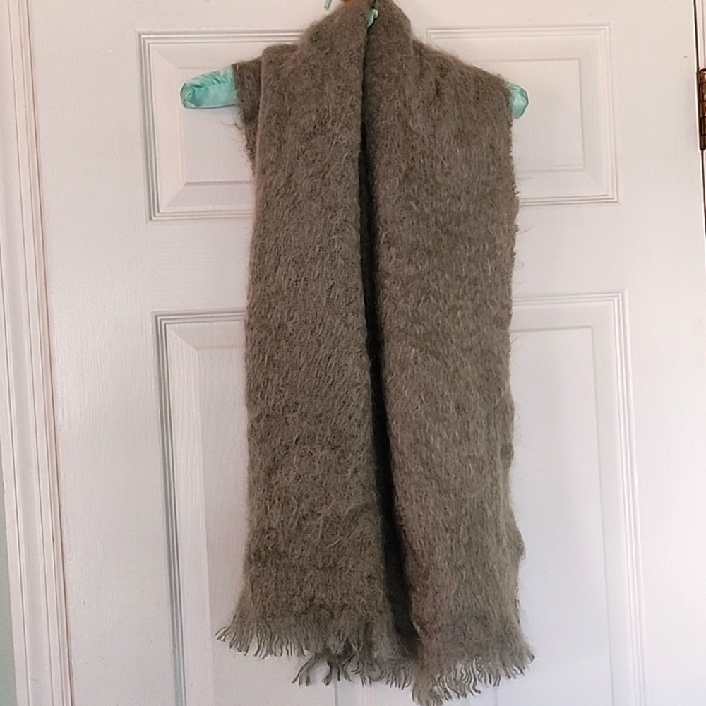 BLACKCOCK Scottish mohair and wool scarf or wrap. Sage green.